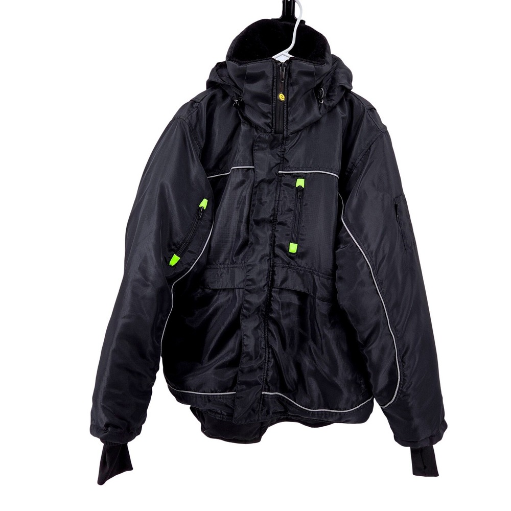Epik Reflex Pro Freezer Work Jacket Black Insulated Skiing Hi-Vis Trim Size XL‎